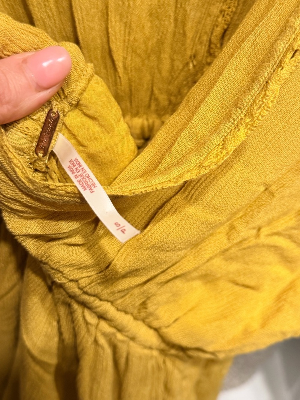 Free People Mustard Yellow Crochet-Sleeve Wide-Leg Jumpsuit - Picture 4 of 5